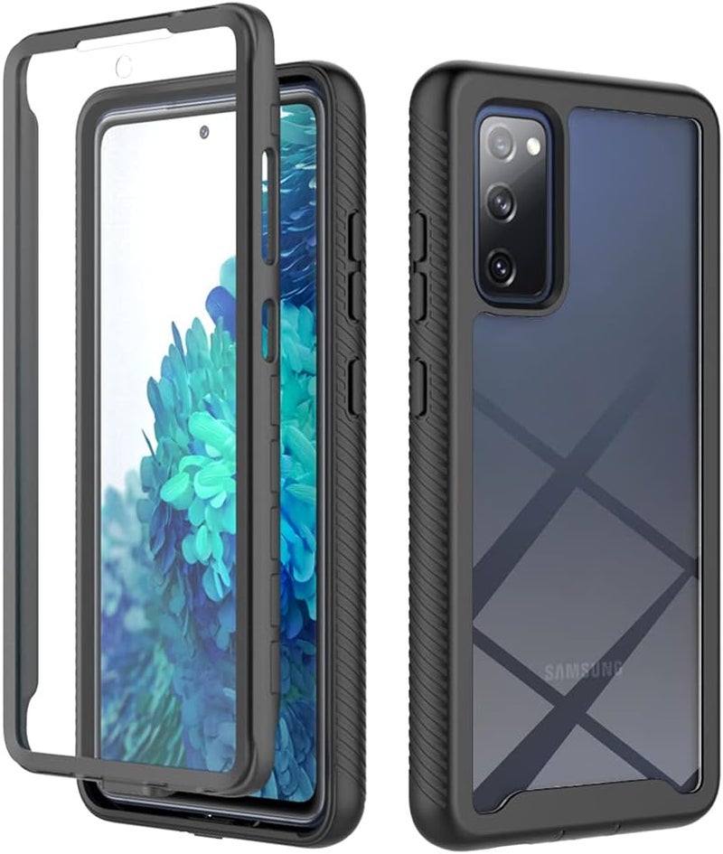 زيني غطاء لهاتف Samsung Galaxy S20 FE، حماية صدمات 360 درجة مع حماية شاملة وواقي شاشة مدمج، غطاء خارجي متين بإطار، أسود - Image 1