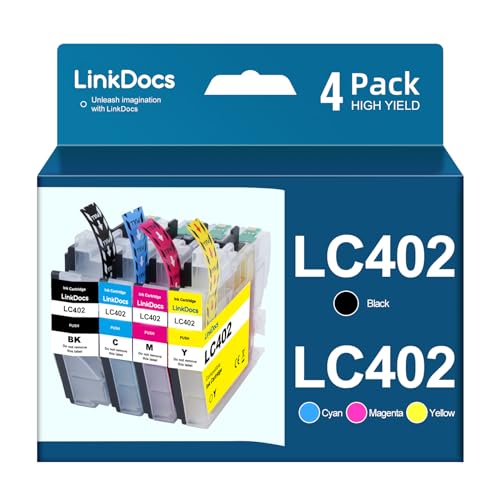 LinkDocs LC402 Compatible Ink Cartridges Replacement for Brother LC402XL - Used with Brother MFC J5340DW, J6740DW, J6540DW, J6940DW Printers (Black, Cyan, Magenta, Yellow 4 Pack) - Image 1