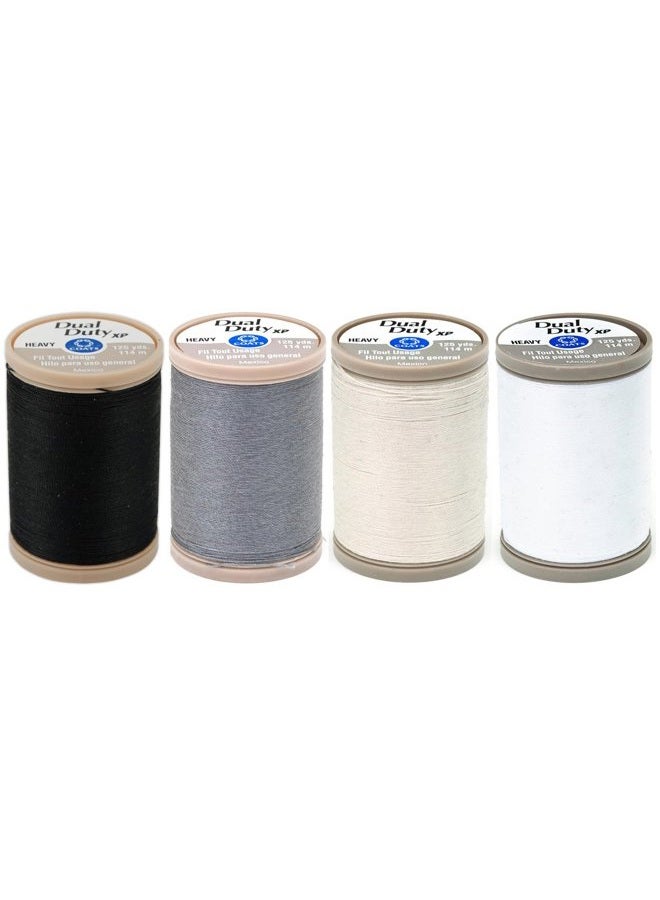 Coats 4-PACK - & Clark - Dual Duty XP Heavy Weight Thread - 4 Color Value Pack - (Black+White+Slate+Natural) 125yds Each - Image 2
