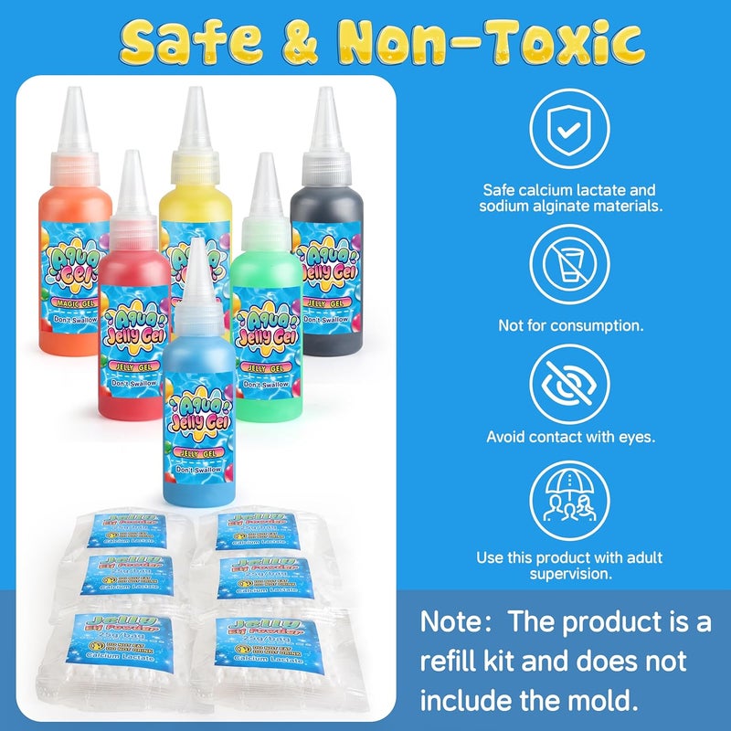 wookidel Magic Water Gel Elf Powder Refill, Aqua Fairy Water Gel Kit Refill with 6PCS Elf Powder and 6 PCS Magic Gels, Aqua Jelly Gels Kit for Christmas,Birthday, Gift for Girls 6 7 8 9 10 Year Old - Image 4