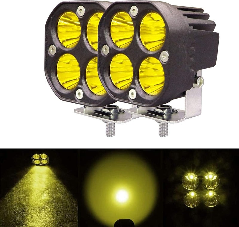 Allextreme EX40YL2 4 LED Fog Light Super Bright Spot Flood Beam Driving Lamp for Motorcycle Cars Bikes & SUV (40W, Yellow Light, 2 Pcs) - Image 3