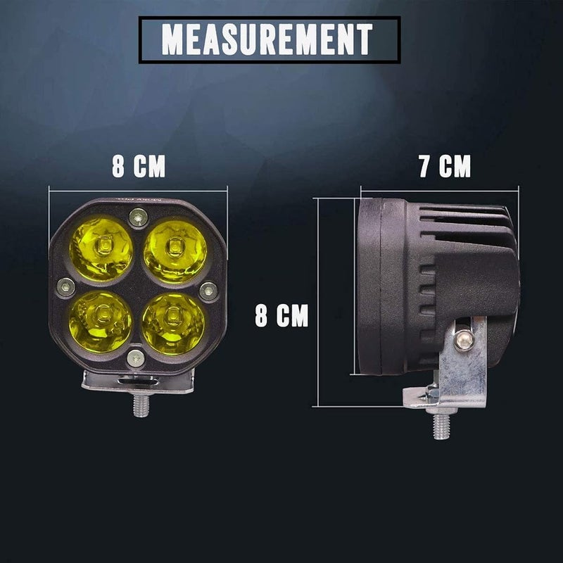 Allextreme EX40YL2 4 LED Fog Light Super Bright Spot Flood Beam Driving Lamp for Motorcycle Cars Bikes & SUV (40W, Yellow Light, 2 Pcs) - Image 2