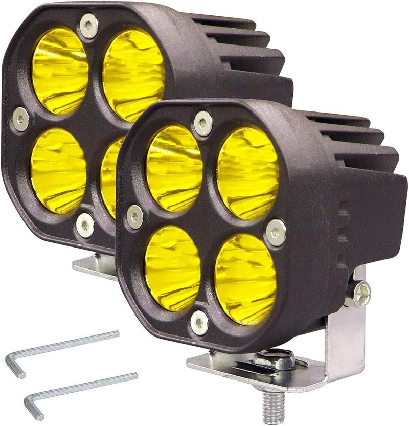 Allextreme EX40YL2 4 LED Fog Light Super Bright Spot Flood Beam Driving Lamp for Motorcycle Cars Bikes & SUV (40W, Yellow Light, 2 Pcs) - Image 1