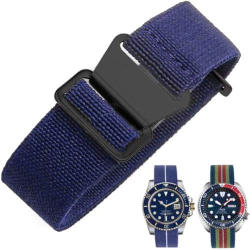 Danxancy French Troops Paratrooper Watchband,Military Elastic Nylon Watch Strap with Hook-and-Loop for Men Women Silver & Black Buckle 18/20/22mm - Image 1