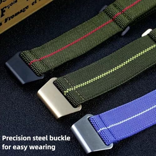 Danxancy French Troops Paratrooper Watchband,Military Elastic Nylon Watch Strap with Hook-and-Loop for Men Women Silver & Black Buckle 18/20/22mm - Image 4