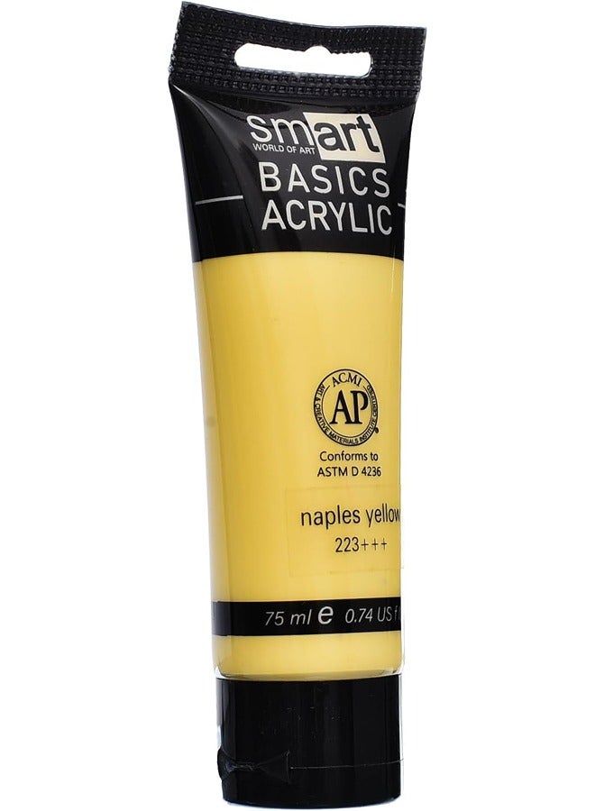 Smart أنبوب ألوان أكريليك أساسي عالي الجودة من Smart STK1-701 سعة 75 مل (223+++) - أصفر نابولي - Image 1