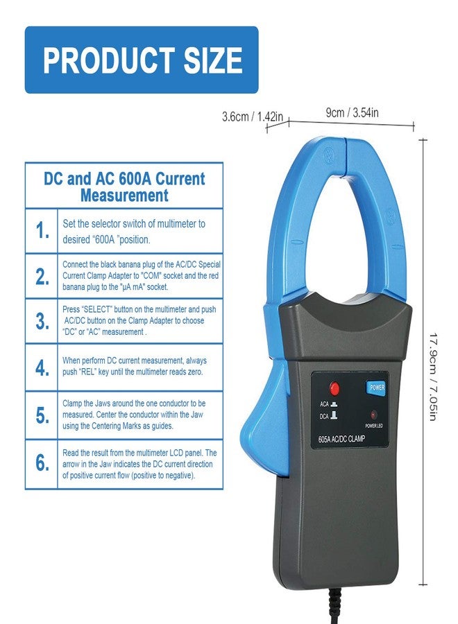 BTMETER BT-605A AC/DC 600A Clamp-on Current Probe Amp Adapter for Work with Digital Multimeters - Image 3