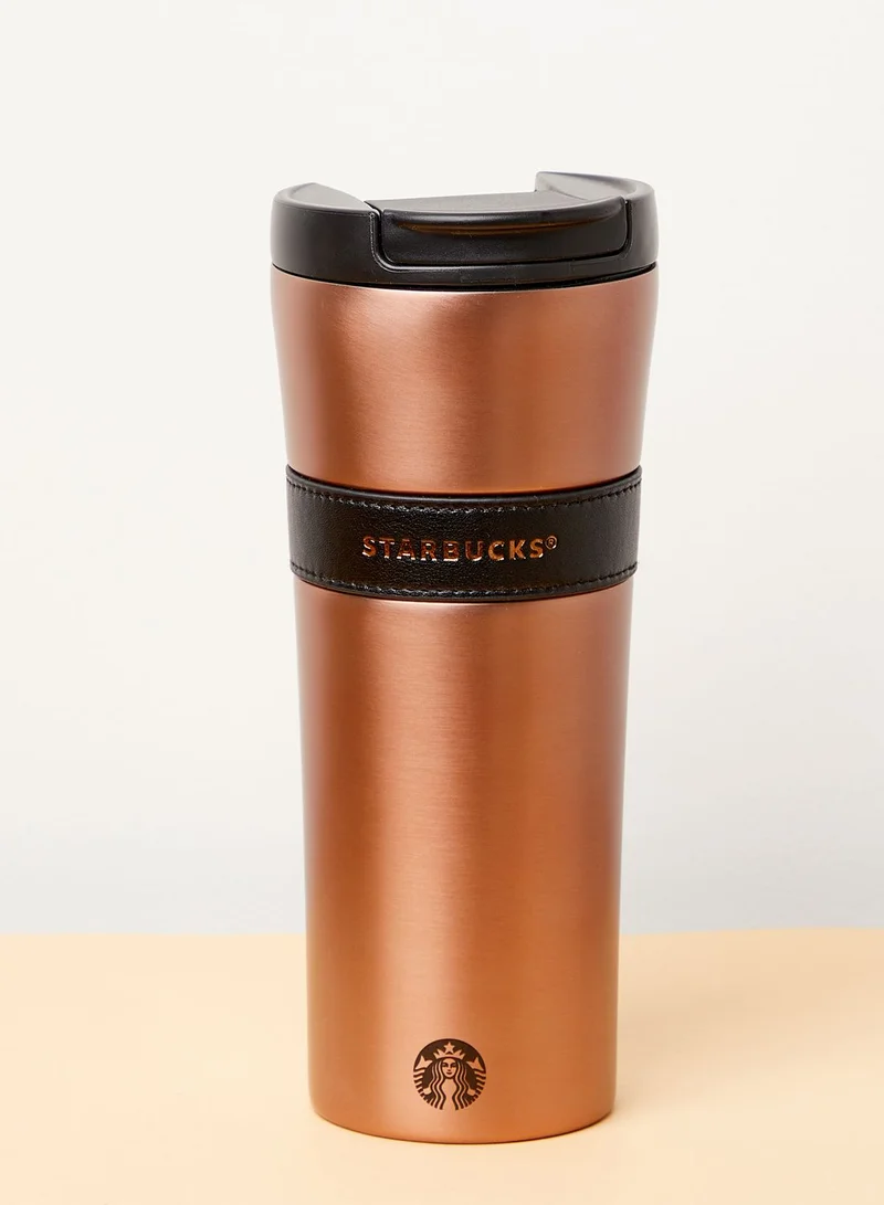 Starbucks Black Leather Band Travel Mug Tumbler 16Oz