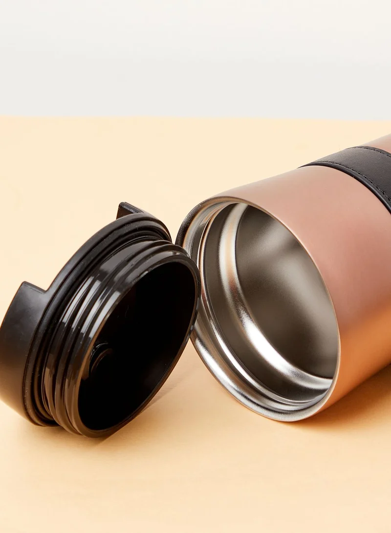 Starbucks Black Leather Band Travel Mug Tumbler 16Oz