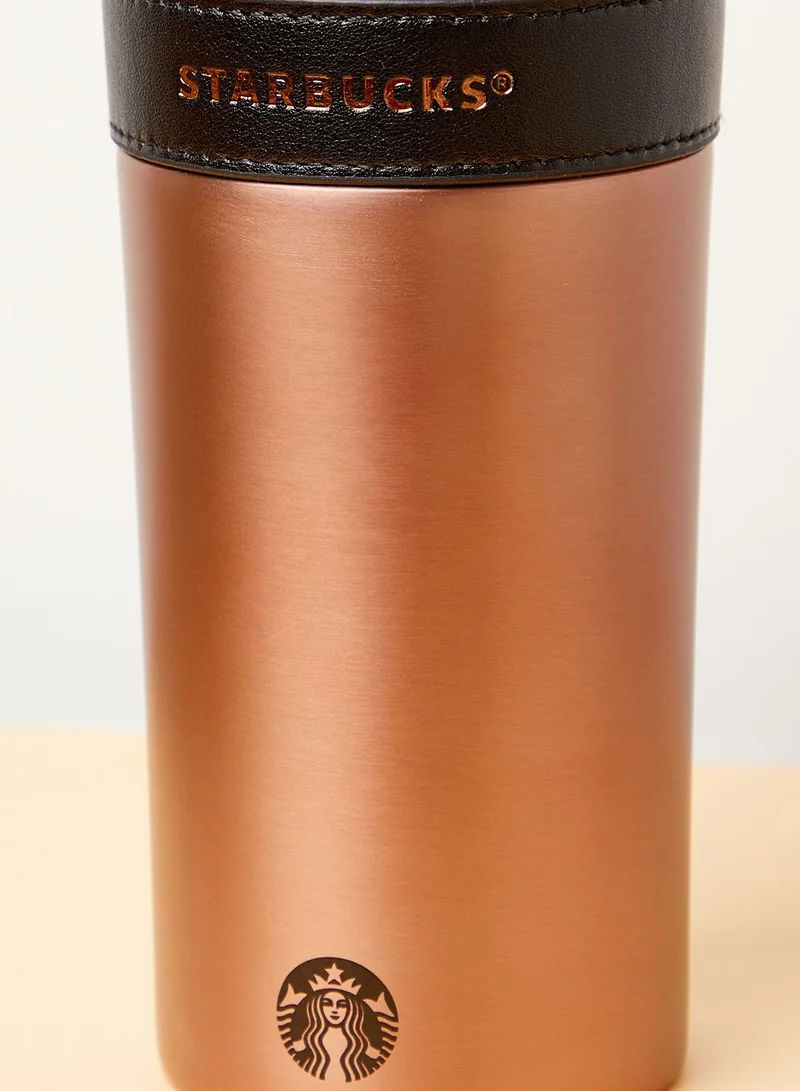 Starbucks Black Leather Band Travel Mug Tumbler 16Oz