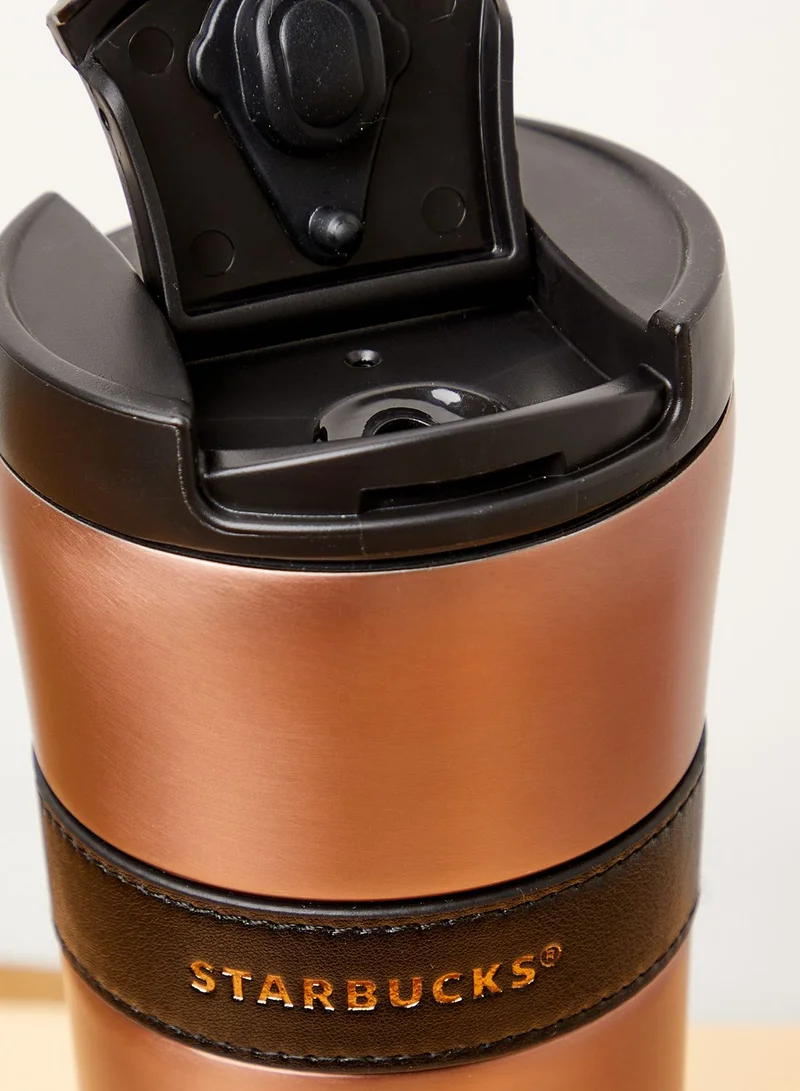 Starbucks Black Leather Band Travel Mug Tumbler 16Oz