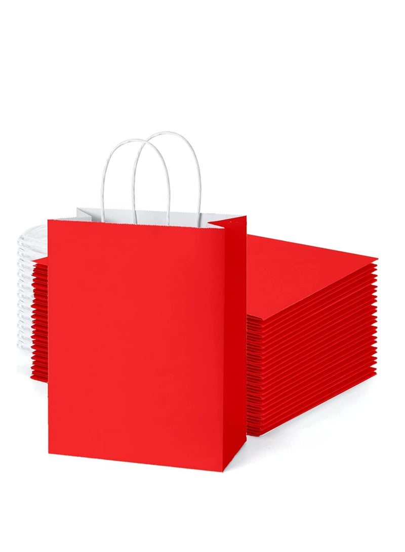 ECVV مجموعة من 12 قطعة من أكياس الهدايا من ECVV، أكياس ورقية صديقة للبيئة مع مقابض، أكياس ورقية كبيرة، أكياس تسوق، أكياس كرافت، أكياس بيع بالتجزئة، أكياس حفلات (أحمر، 27 * 22 * 11 سم) - Image 1