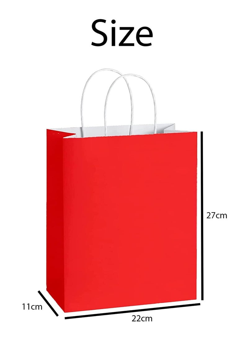ECVV مجموعة من 12 قطعة من أكياس الهدايا من ECVV، أكياس ورقية صديقة للبيئة مع مقابض، أكياس ورقية كبيرة، أكياس تسوق، أكياس كرافت، أكياس بيع بالتجزئة، أكياس حفلات (أحمر، 27 * 22 * 11 سم) - Image 2