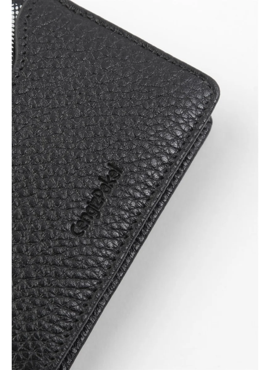 Cengiz Pakel Genuine Leather Card Holder 2499-BLACK-PARLAMENT