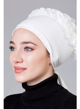 Nanak Cream Combed Cotton Frilly Non-Slip Bonnet  - Image 4