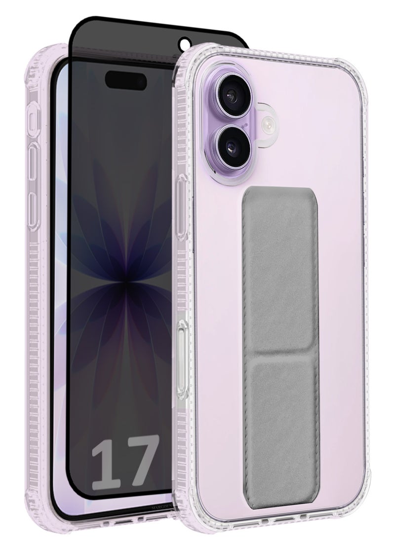 CATANES غطاء شفاف مع قبضة الأصابع 2 عبوات لجهاز آيفون 17 - حامل مغناطيسي للسيارة متعدد الوظائف غطاء واقي 2 في 1 مع واقي شاشة خصوصية - رمادي - Image 1