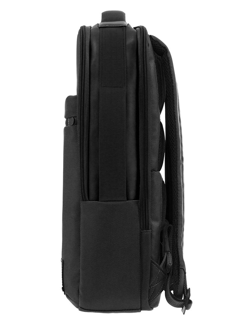 Samsonite Vestor Backpack, 100% Polyester, Black|Bottle Holder|Adjustable Strap|Laptop & Tablet Compartment|Smart Sleeve|Front Storage Compartment - 2 Years International Warranty - Image 2
