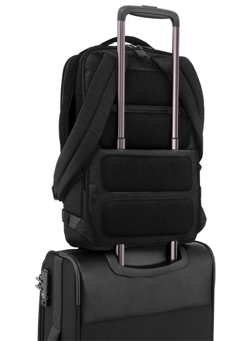 Samsonite  Vestor Backpack, 100% Polyester, Black|Bottle Holder|Adjustable Strap|Laptop & Tablet Compartment|Smart Sleeve|Front Storage Compartment - 2 Years International Warranty  | Best Price UAE