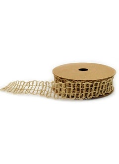 Salla Jute Burlap Ribbon Lattice Mesh Beige 5M Roll  - Image 1