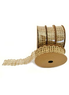Salla Jute Burlap Ribbon Lattice Mesh Beige 5M Roll  - Image 2
