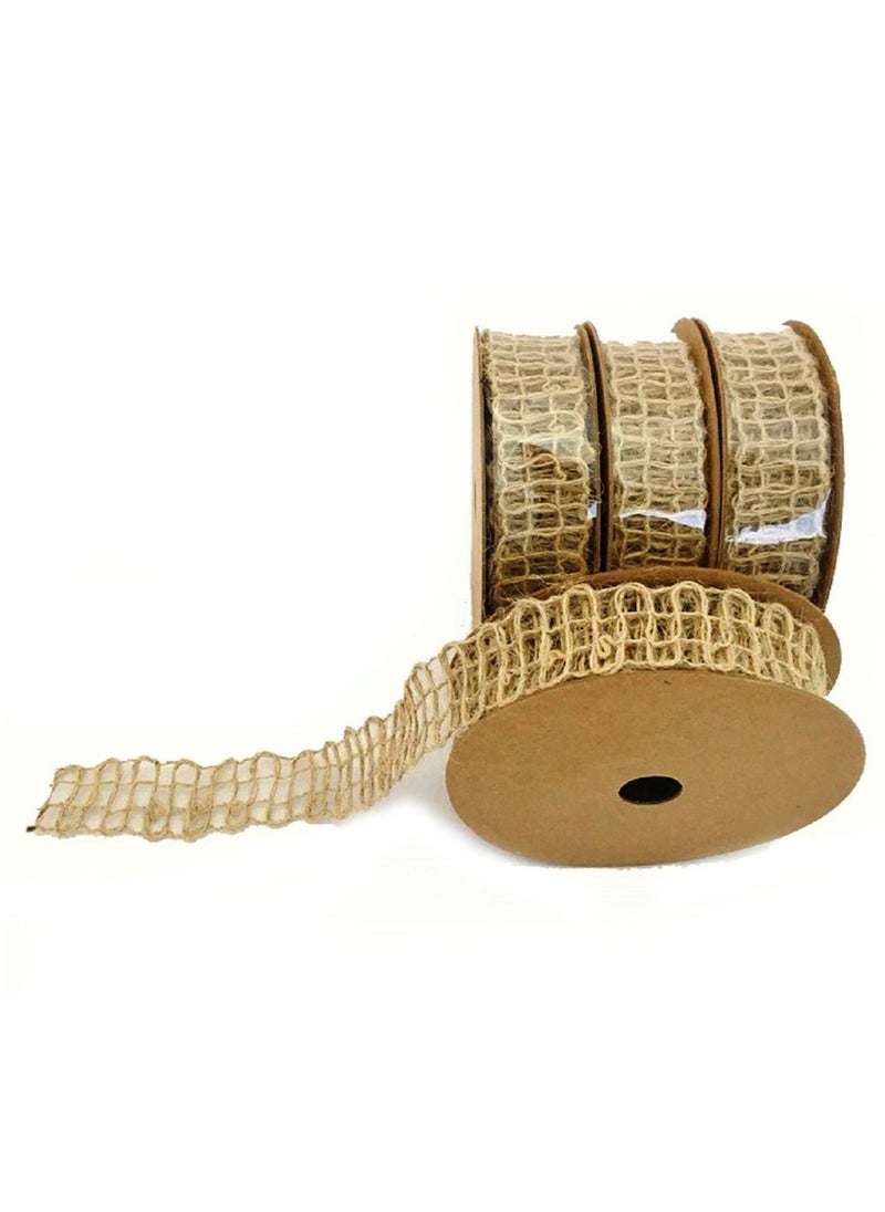 Salla - Jute Burlap Ribbon Lattice Mesh Beige 5M Roll - Image 1