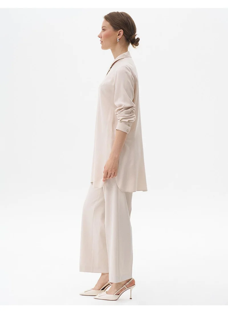 Kayra Concealed Placket Basic Tunic Stone