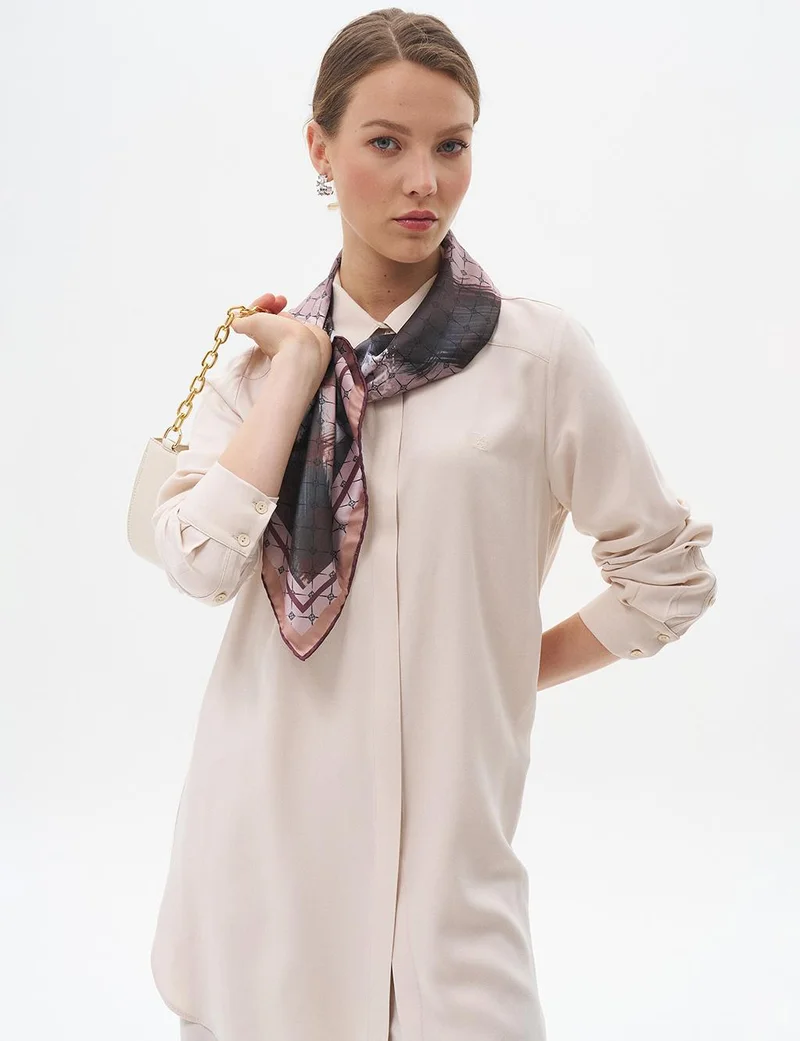 Kayra Concealed Placket Basic Tunic Stone