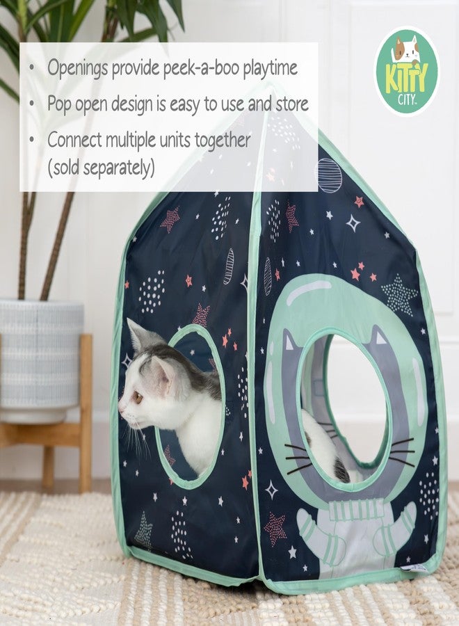 Kitty City Galactic Pop-Up Cat Play House, Collapsible Indoor Cat Hideout with Peekaboo Openings, Lightweight Foldable Cat Cube for Play & Lounging - Image 2