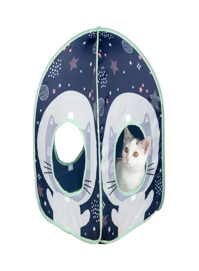 Kitty City Galactic Pop-Up Cat Play House, Collapsible Indoor Cat Hideout with Peekaboo Openings, Lightweight Foldable Cat Cube for Play & Lounging - Image 1