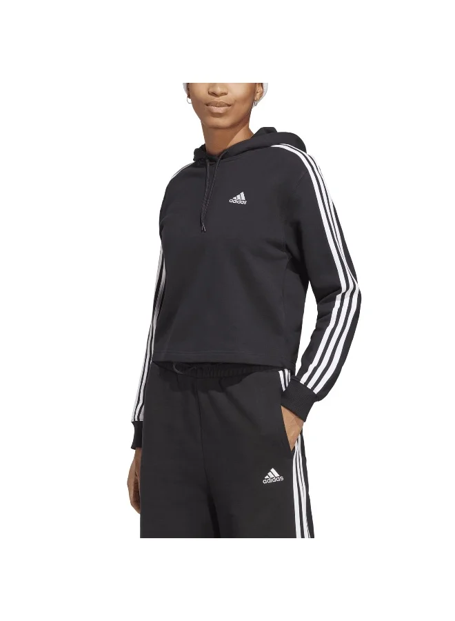 adidas سويت شيرت تدريب W 3S Ft Cr Hd أسود مقاس 2XS