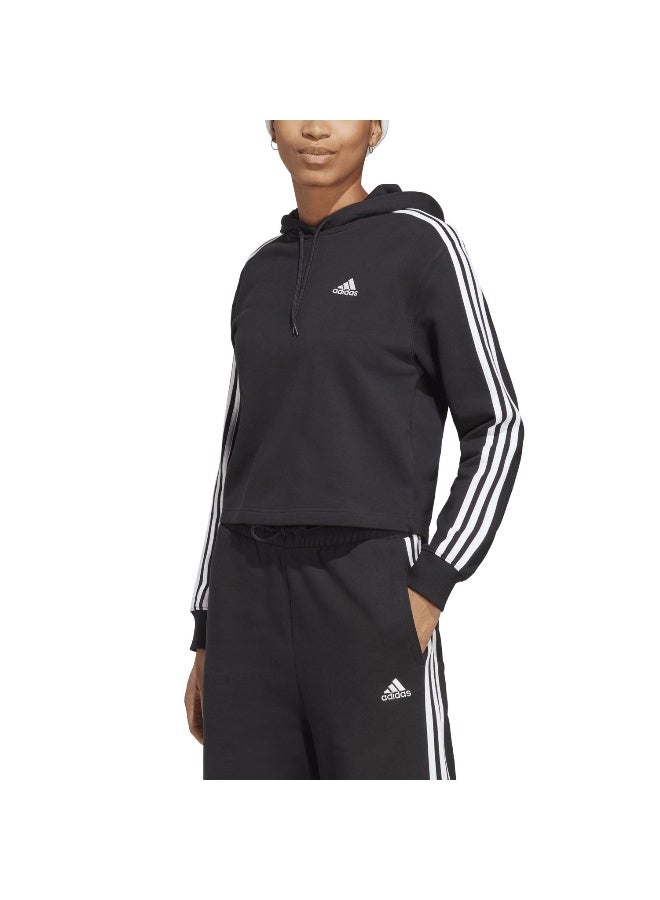 Adidas W 3S Ft Cr Hd Black Training Sweatshirts 2XS  - Image 4