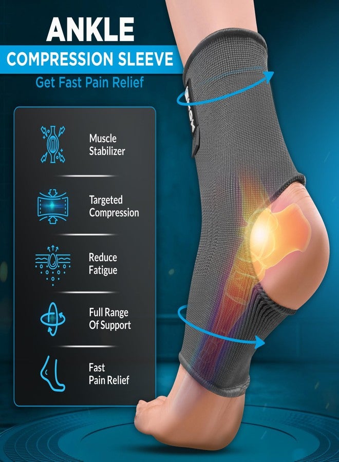 WYOX Ankle Brace Compression Sleeve for Men and Women – Breathable Neoprene Lightweight Ankle Wrap for Sprain, Injury Recovery & Support, Running, Gym, Basketball, Volleyball Sports Exercise Stabilizer for Ankle Swelling - Image 2