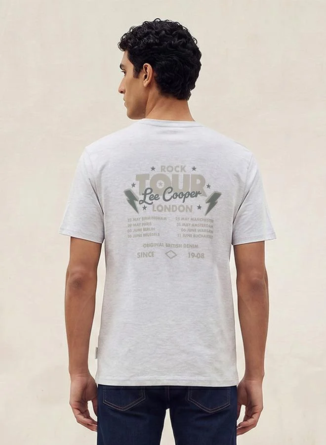 Lee Cooper GREY Lee Cooper Regular Fit Crew Neck Logo Print T-shirt for Men | Best Price UAE