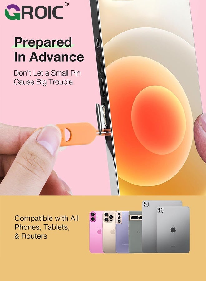 GROIC 6 Pcs SIM Card Holder, Contains Removal Opening Tool Tray Ejector Pins 6Pcs Needle Opener Ejector Compatible with All iPhone Apple iPad HTC Samsung Galaxy Cell Phone Smartphone - Image 2