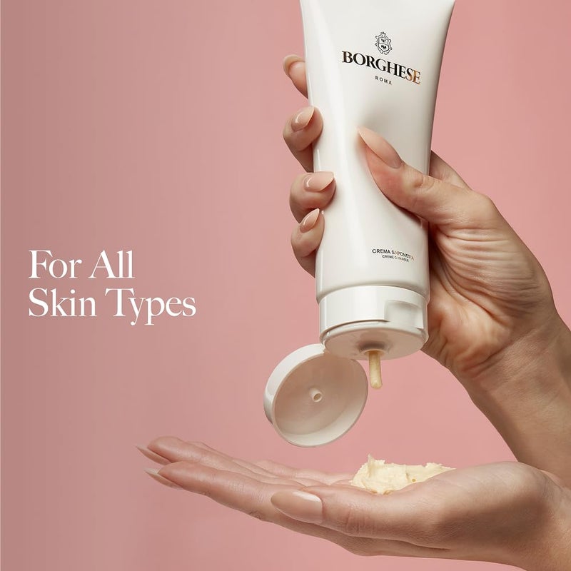 Borghese Crema Saponetta Creme Cleanser - Gentle Face Cleanser for Enlarged Pores, Tone & Texture with Sea Salt & Hyaluronic Acid, For All Skin Types - Image 3