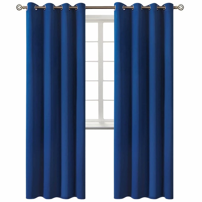 BLACKOUT CURTAINS FOR BEDROOM GROMMET THERMAL INSULATED ROOM DARKENING CURTAINS FOR LIVING ROOM 52 X 84 INCH 2 PANELS ROYAL BLUE