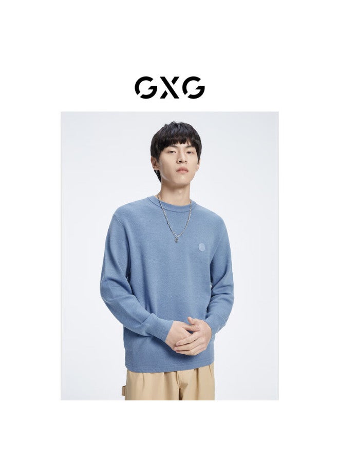 GXG Gxg Men's 23 Winter New Two-tone Jacquard Wool Sweater Blue 180/xl  - Image 1