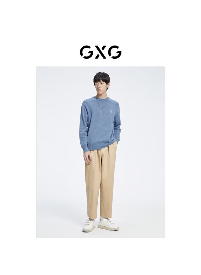 GXG Gxg Men's 23 Winter New Two-tone Jacquard Wool Sweater Blue 180/xl  - Image 2