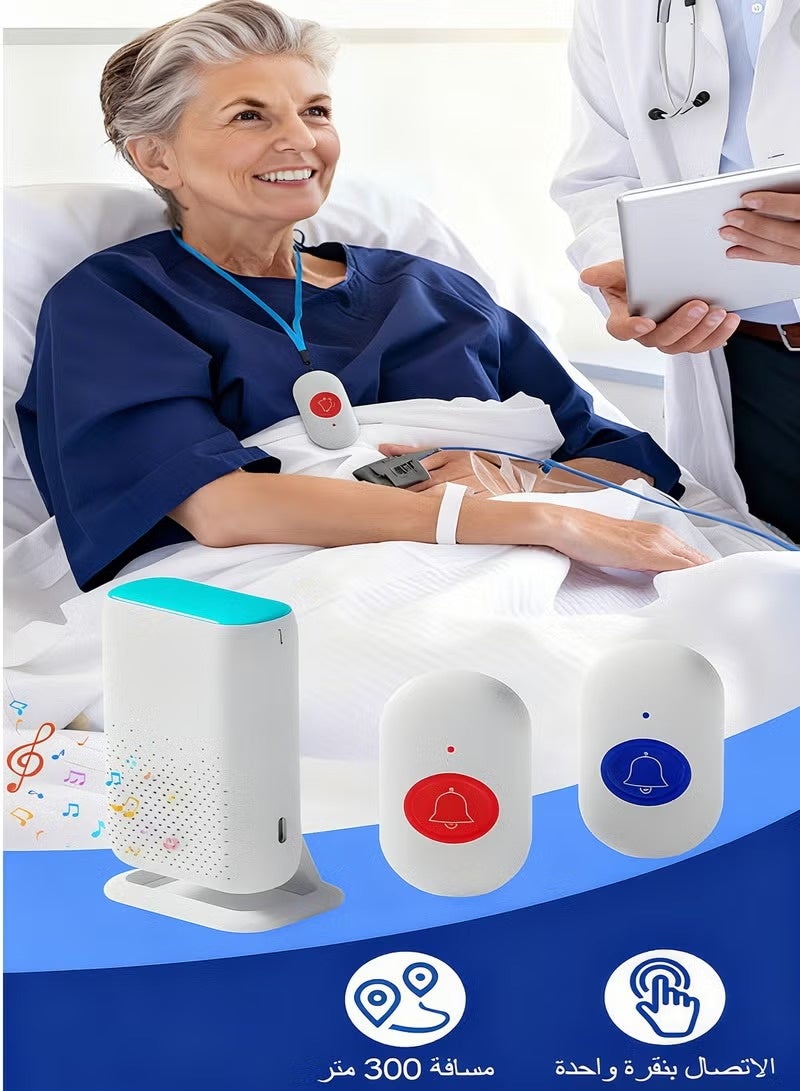 KORAX Wireless pager, call bell system for school/home/elderly/patient nurse alarm system 2 waterproof transmitters 1 portable receiver - Image 1