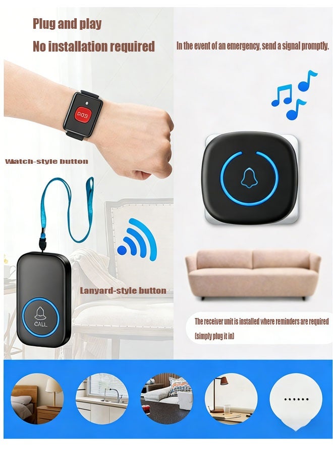 Bukela Pager, Wireless Home Use, One-touch Emergency Alarm, Bedside Distress Signal With Remote Control - Image 5