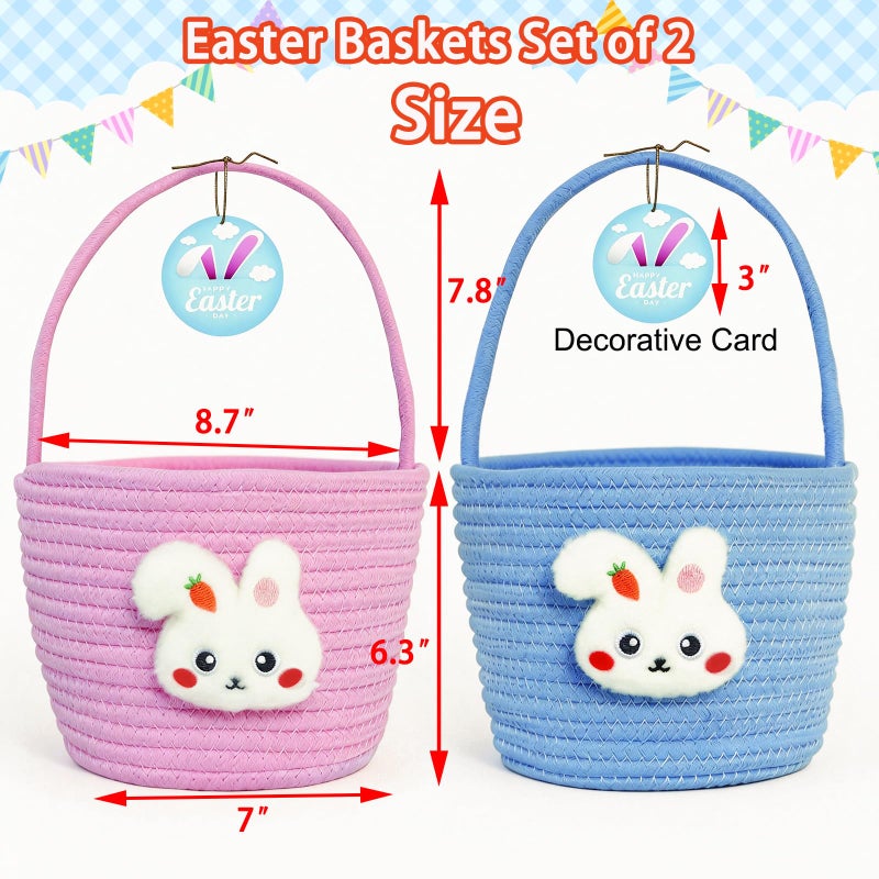 XENTUMI Easter Basket, Easter Baskets for Kids, Easter Basket Essentials Empty Bunny Egg Baskets for Boys, Girls, Toddler, Babies, Infant Easter gifts basket Personalized - Image 4