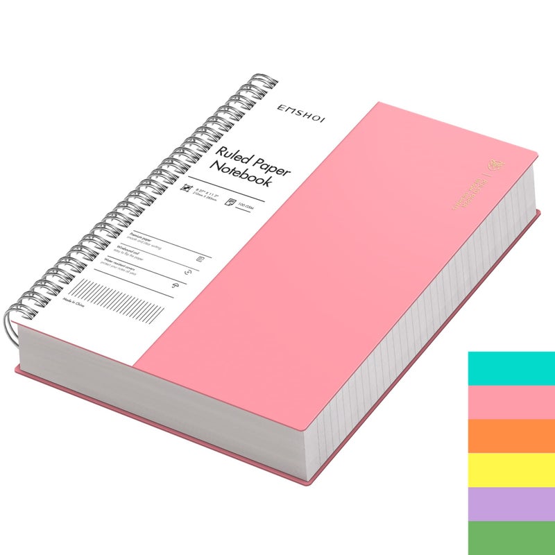 EMSHOI A4 Spiral Notebook College Ruled Lined Journal 112 x 827 300 Pages 100gsm Thick Paper Waterproof Softcover TwinWire Binding Sticky Notes Pink