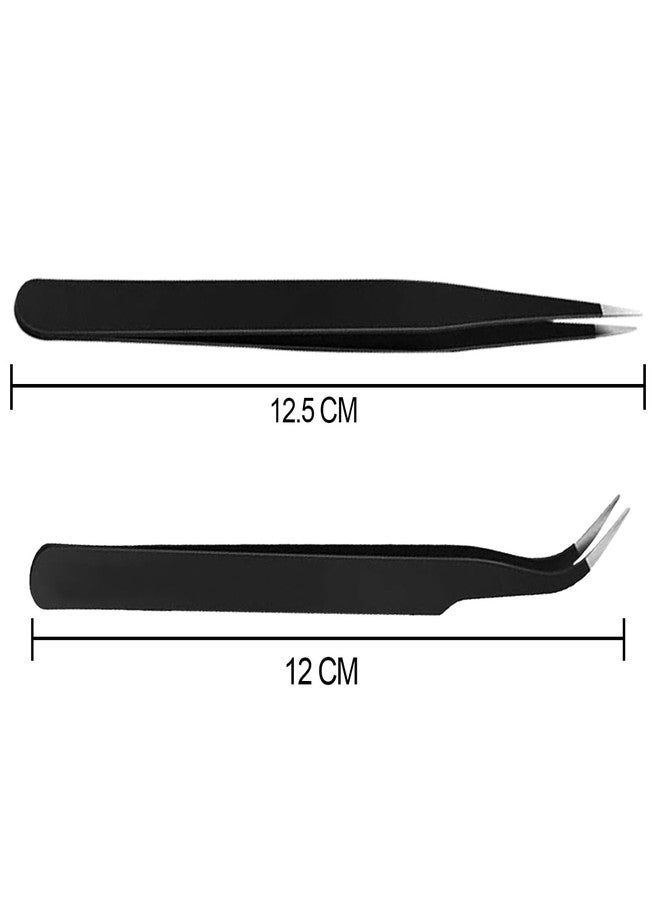 ملاقط ماديا لإزالة الشعر النامي تحت الجلد، ملاقط طبية جراحية ذات رؤوس مدببة حادة، مثالية لإزالة الشظايا والقراد، أسود، تصميم 00، 7، عبوة من قطعتين - Image 3