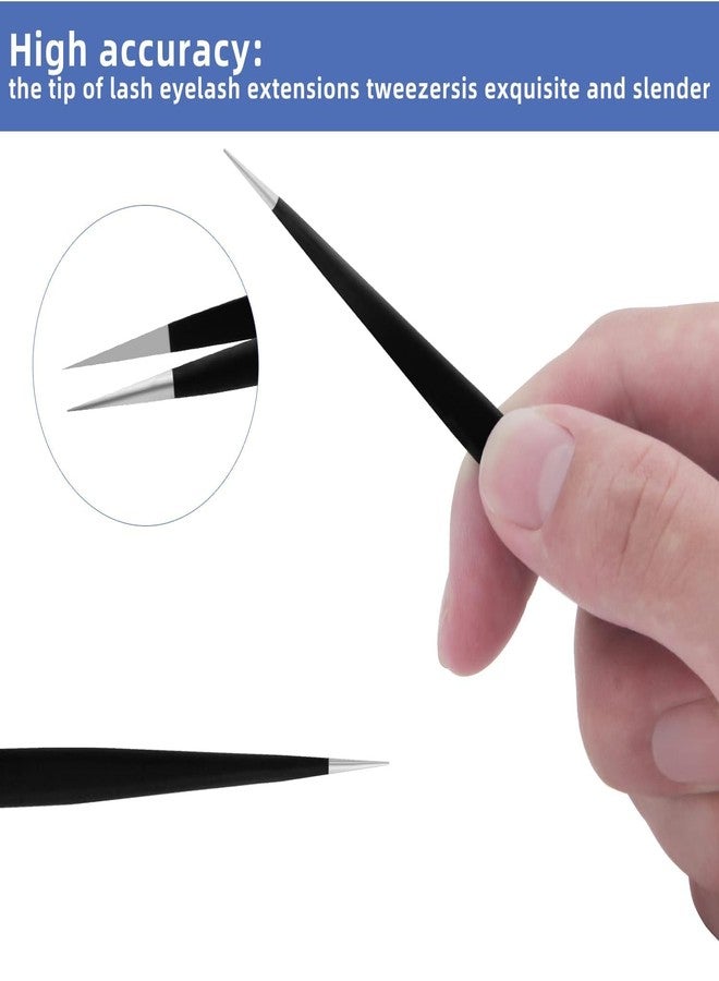 ملاقط ماديا لإزالة الشعر النامي تحت الجلد، ملاقط طبية جراحية ذات رؤوس مدببة حادة، مثالية لإزالة الشظايا والقراد، أسود، تصميم 00، 7، عبوة من قطعتين - Image 4