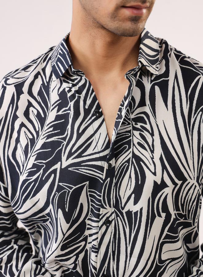 TRULOOM Men Printed Relaxed Fit Rayon Shirt - Image 4