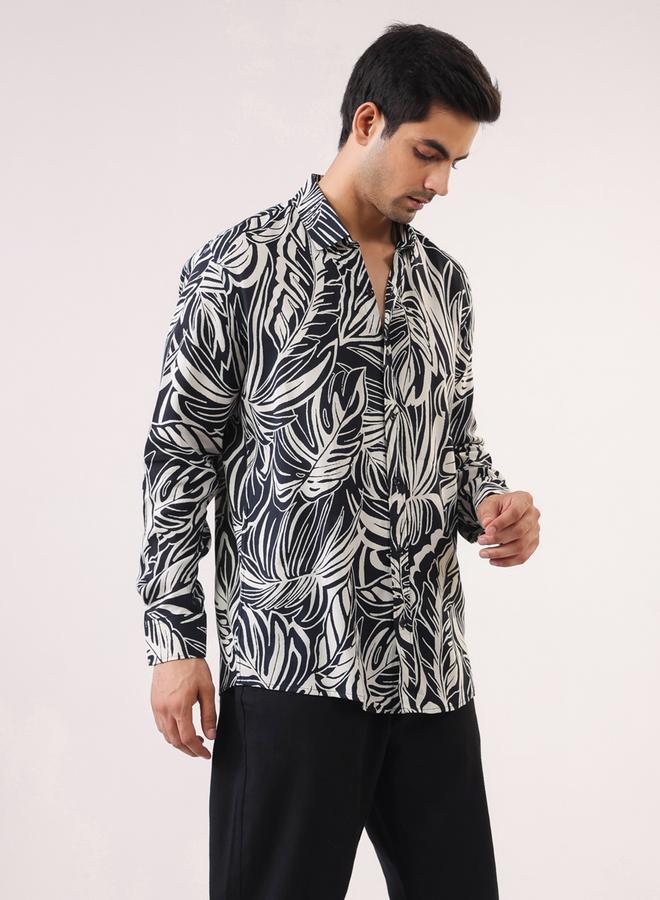 TRULOOM Men Printed Relaxed Fit Rayon Shirt - Image 3