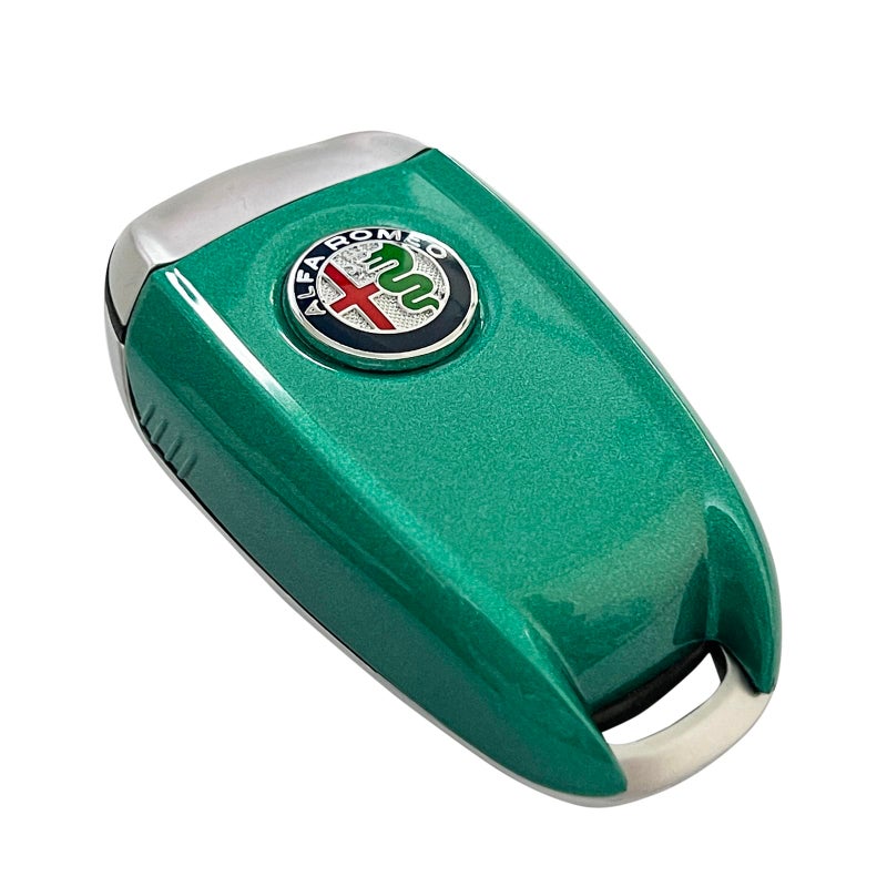 ABS Carbon Fiber Style 3D Color Black Logo Car Smart Remote Key Fob Cover Case Replace for Alfa Romeo Giulia Stelvio Tonale Color Logo Green A