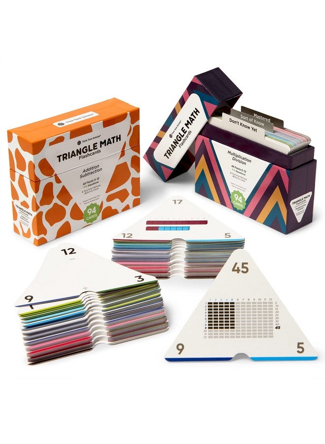 Think Tank Scholar Think Tank Scholar Triangle Math 752 Equations, All Facts 0-12 Box Set Addition, Subtraction, Multiplication, Division Flash Cards: Kindergarten, 1ST, 2ND, 3RD, 4TH, 5TH, 6TH Grade - Has Three Corners  - Image 1