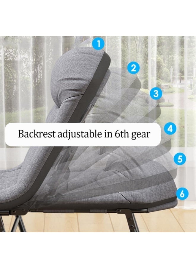 CityRiya-Long Camping Cot, Foldable Recliner Bed with Mattress, Portable Single Lounge Chair, Folding Comfortable Resting Bed for Home Office Nap, Outdoor Sleeping Cot for Camping Beach Travel, Load 450 LBS - Image 3