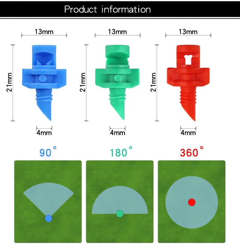 La Farah 150pcs 90/180/360 Degree Polyethylene (PE) Micro Sprayer Refraction Automizing Sprinkler Nozzle Irrigation System Garden Lawn Plant Irrigation Water Sprinkler - Image 2